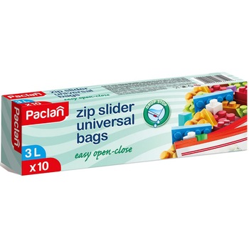 Pungi alimentare cu inchidere cu fermoar Paclan Zip Slider 3l 10buc Pungi alimentare cu inchidere cu fermoar Paclan Zip Slider 3l 10buc