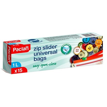 Pungi alimentare cu inchidere cu fermoar Paclan Zip Slider 1l 15buc Pungi alimentare cu inchidere cu fermoar Paclan Zip Slider 1l 15buc