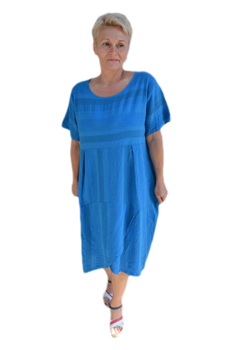 Rochie casual ,fronseuri si buzunare,D&J Exclusive, Albastru