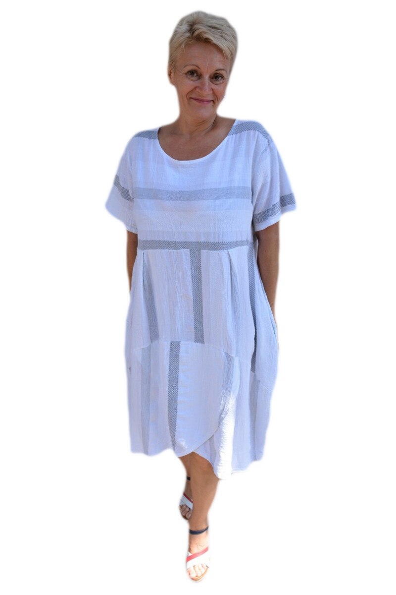 Rochie casual ,fronseuri si buzunare,D&J Exclusive, Alb