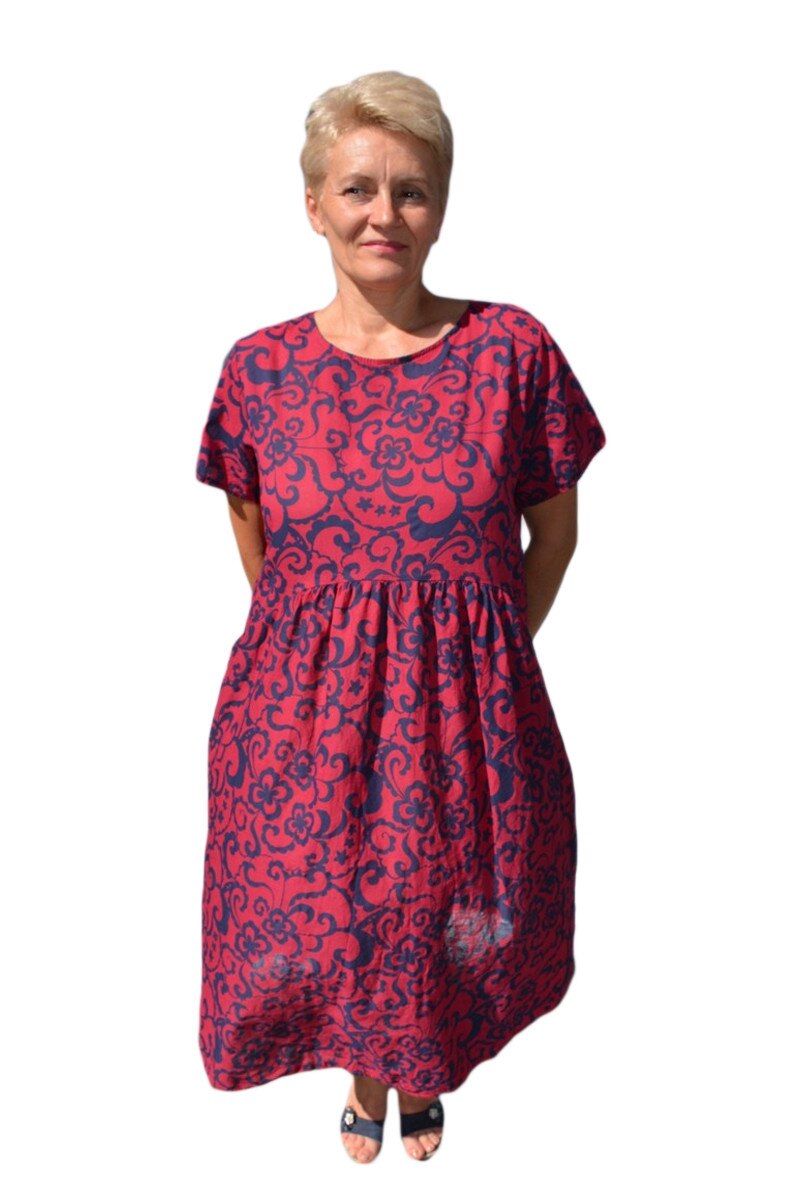 Rochie casual, imprimeu floral , D&J Exclusive, Marsala