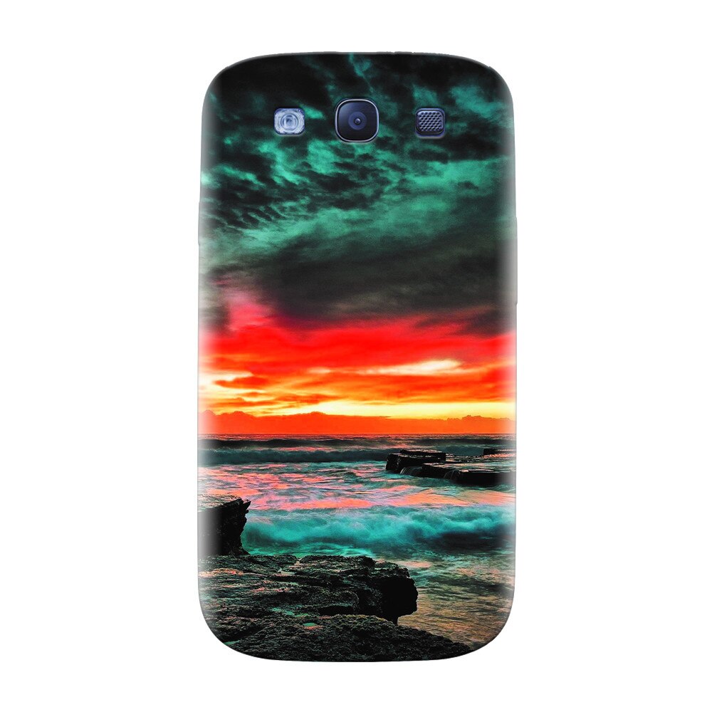 Husa silicon pentru Samsung Galaxy S3, Dramatic Rocky Beach Shore Sunset