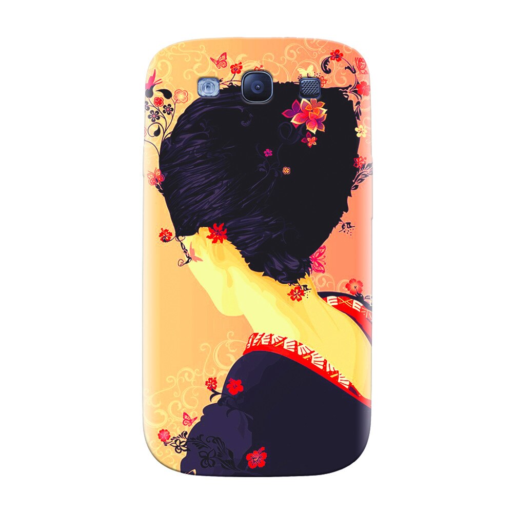 Husa silicon pentru Samsung Galaxy S3, Japanese Geisha Illustration Cherry Blossom