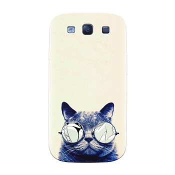 Husa silicon pentru Samsung Galaxy S3, Cool Cat Glasses Husa silicon pentru Samsung Galaxy S3, Cool Cat Glasses