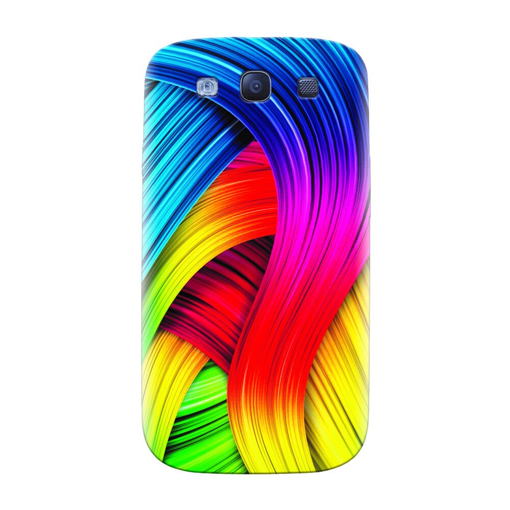 Husa silicon pentru Samsung Galaxy S3, Curly Colorful Rainbow Lines Illustration