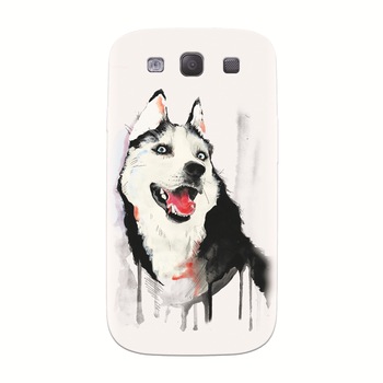 Husa silicon pentru Samsung Galaxy S3, Husky Dog Watercolor Illustration Husa silicon pentru Samsung Galaxy S3, Husky Dog Watercolor Illustration