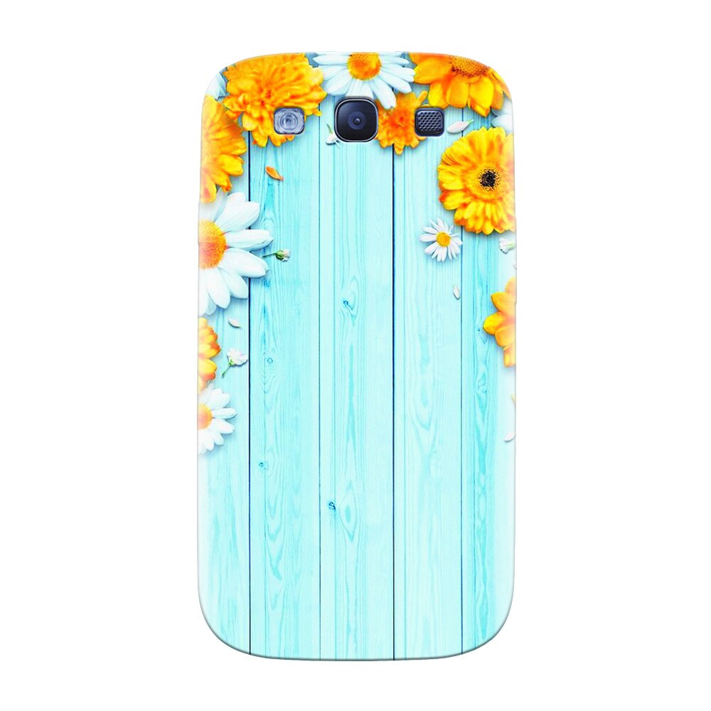 Husa silicon pentru Samsung Galaxy S3, Sunflower On Blue Wood