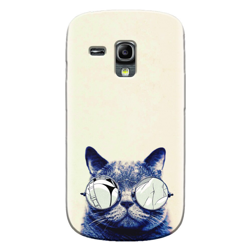 Husa silicon pentru Samsung Galaxy S3 Mini, Cool Cat Glasses