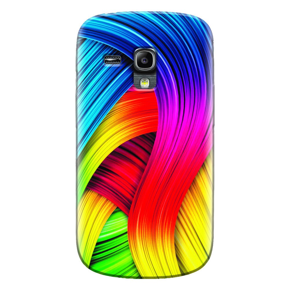 Husa silicon pentru Samsung Galaxy S3 Mini, Curly Colorful Rainbow Lines Illustration