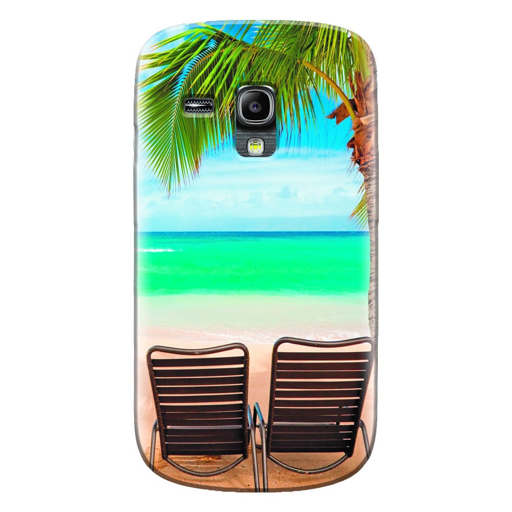 Husa silicon pentru Samsung Galaxy S3 Mini, Beach Chairs Palm Tree Seaside