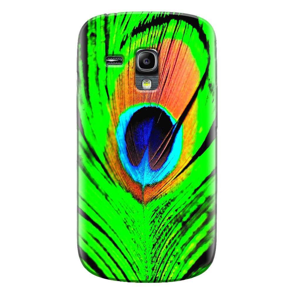 Husa silicon pentru Samsung Galaxy S3 Mini, Peacock Feather Green Blue