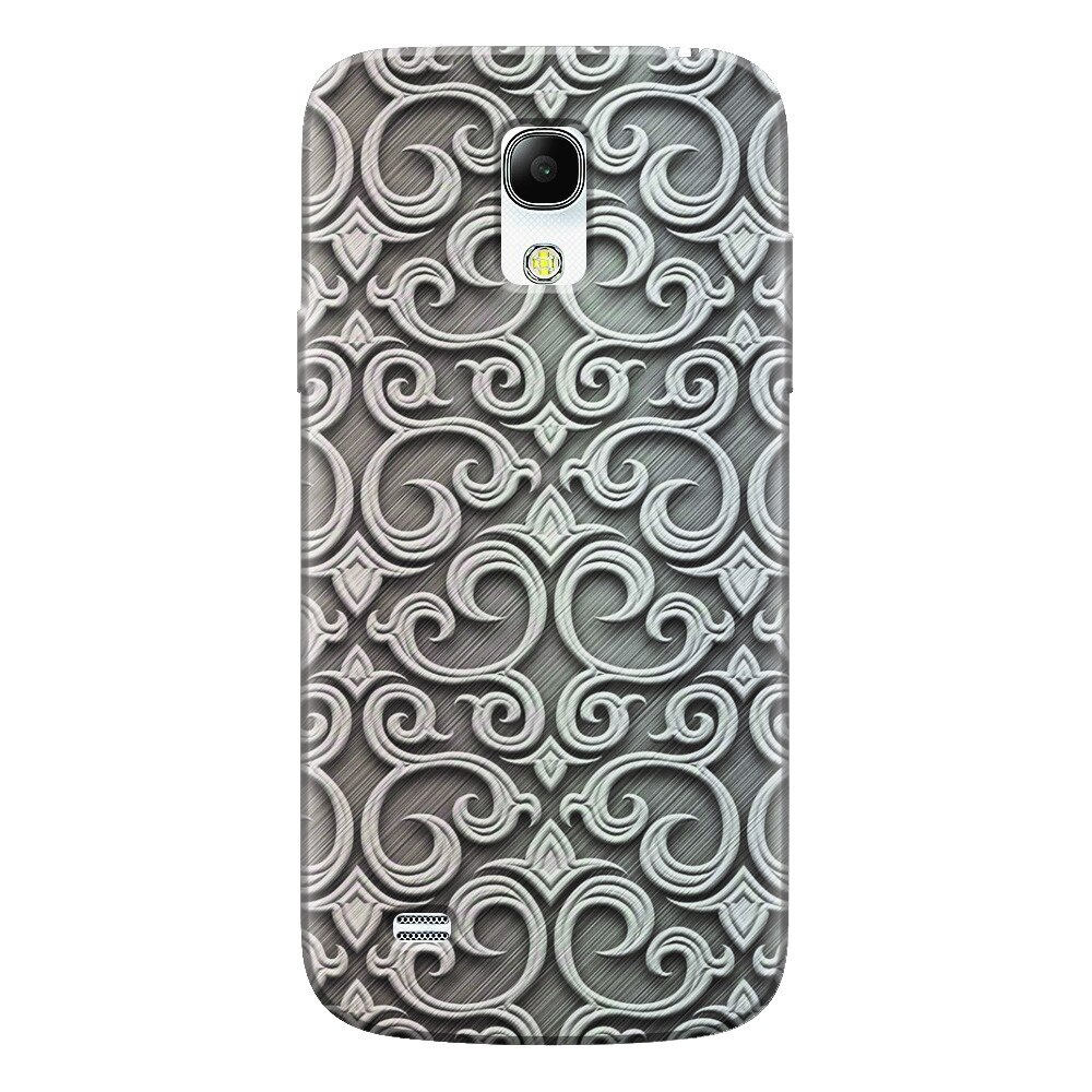 Husa silicon pentru Samsung Galaxy S4 Mini, Baroque Silver Pattern
