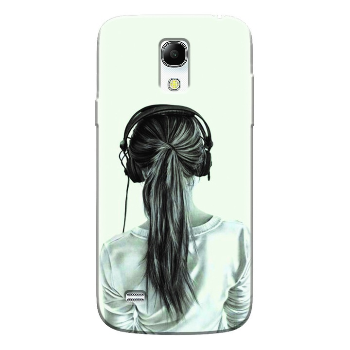 Szilikon huzat Samsung Galaxy S4 Mini, Girl With Headphone telefonhoz