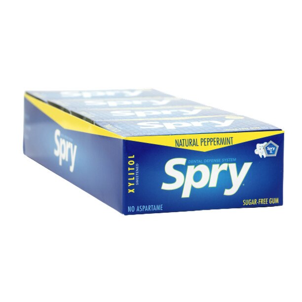 Set 20 folii x 10 gume de mestecat cu xylitol, Spry de la Xlear, fara zahar, 100% ingrediente naturale, aroma menta (peppermint)