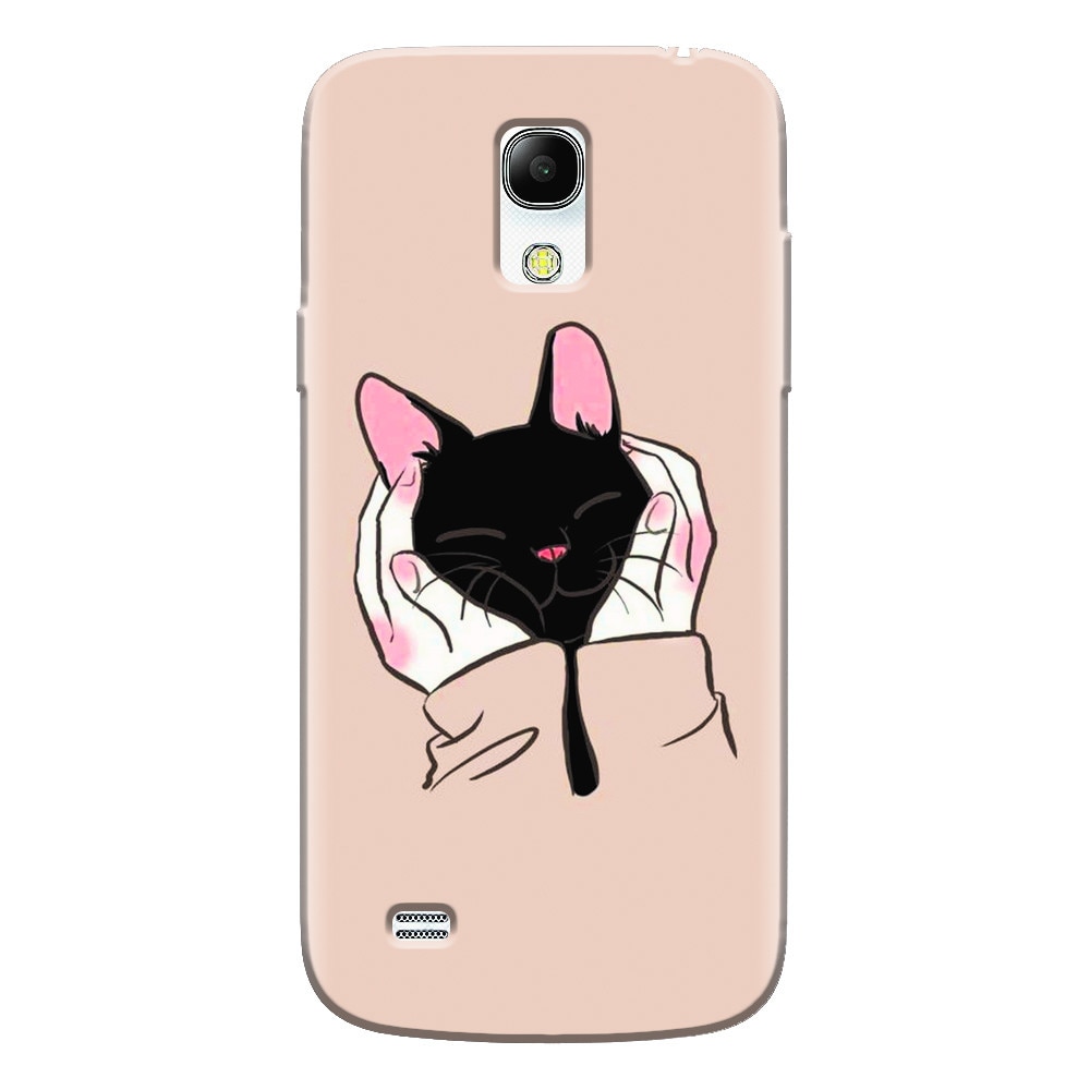 Husa silicon pentru Samsung Galaxy S4 Mini, Th Black Cat In Hands