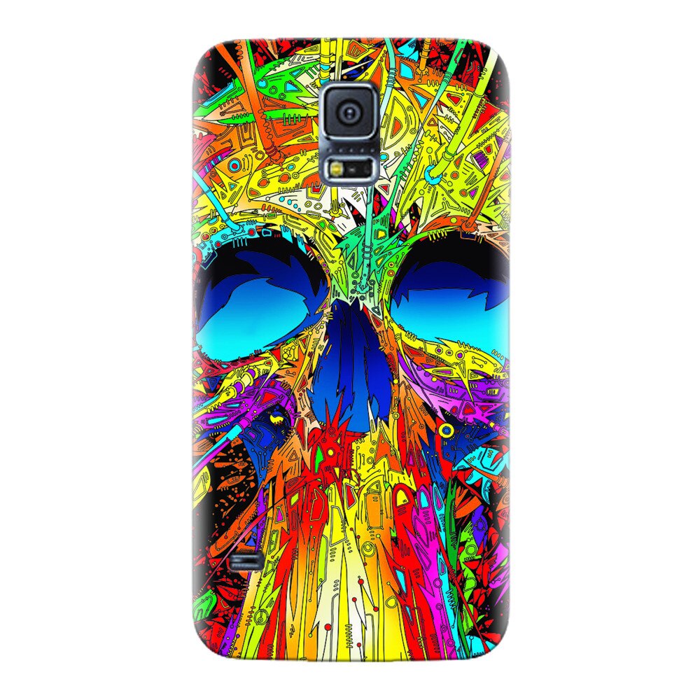 Husa silicon pentru Samsung Galaxy S5, Abstract Multicolored Skull
