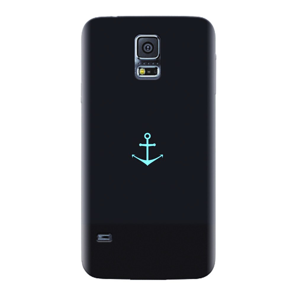 Husa silicon pentru Samsung Galaxy S5, Blue Navy Anchor Illustration Flat