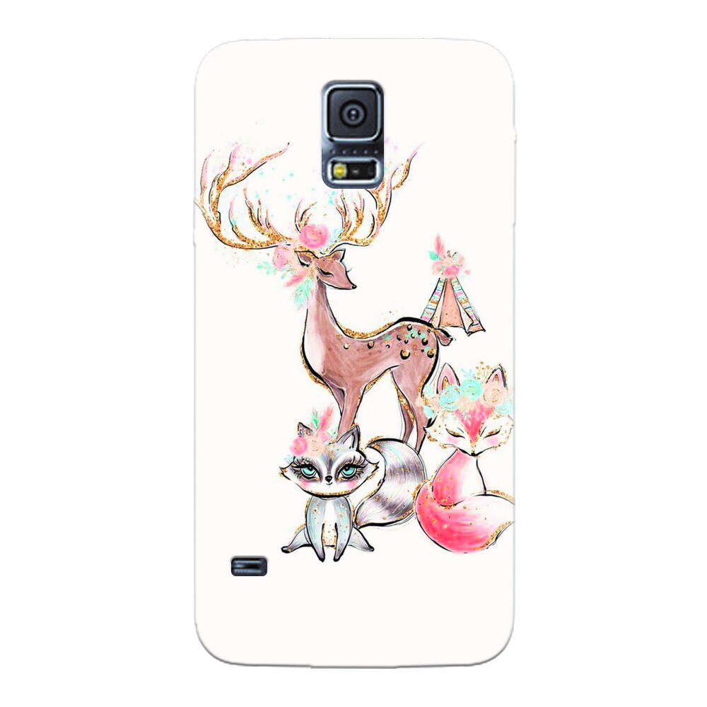 Husa silicon pentru Samsung Galaxy S5, Foxs And Deer