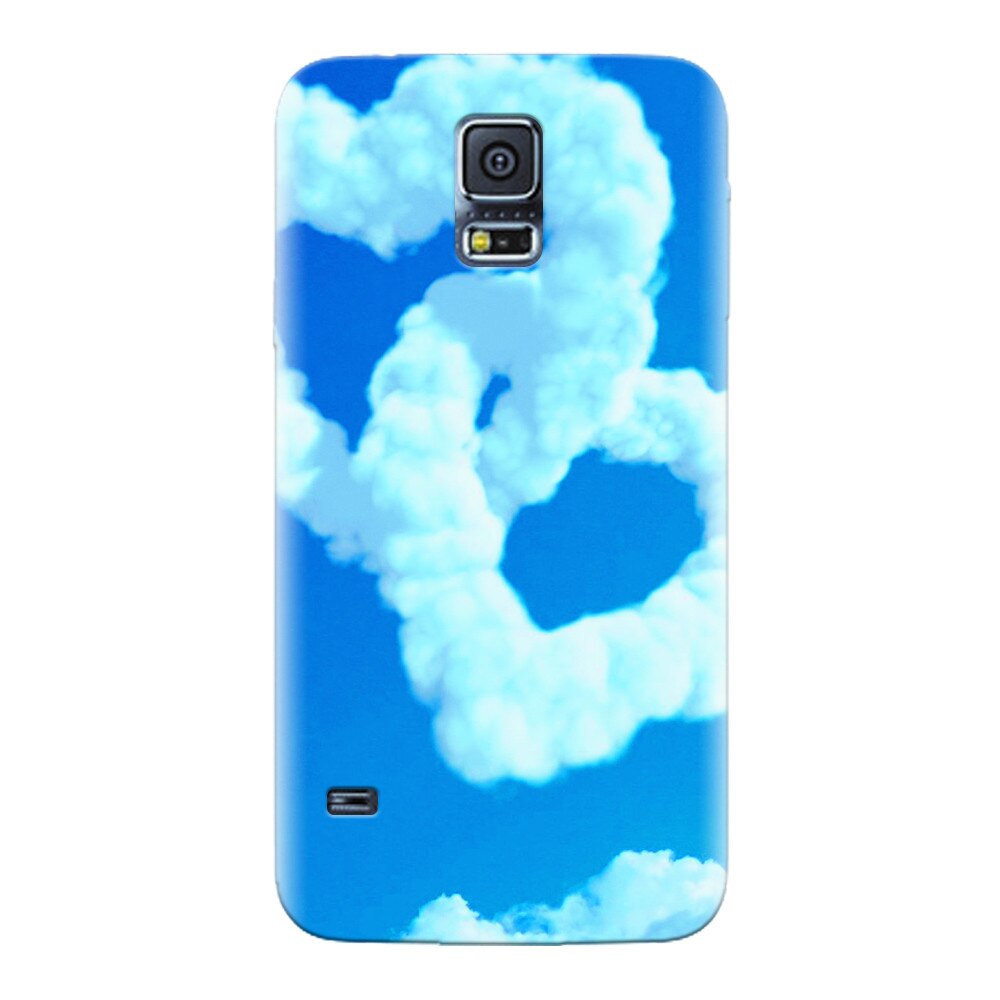 Husa silicon pentru Samsung Galaxy S5, Heart Shaped Clouds Blue Sky
