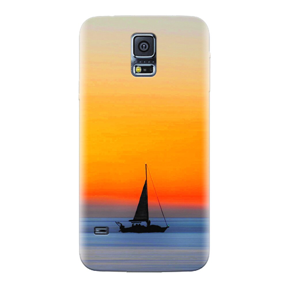 Husa silicon pentru Samsung Galaxy S5, Wind Sail Boat Ocean Sunset