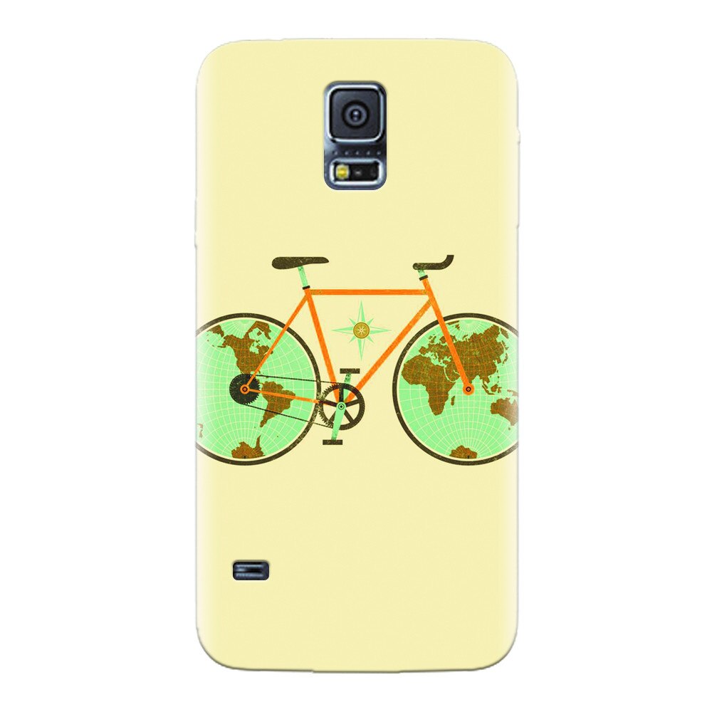 Husa silicon pentru Samsung Galaxy S5, Retro Bicycle Illustration