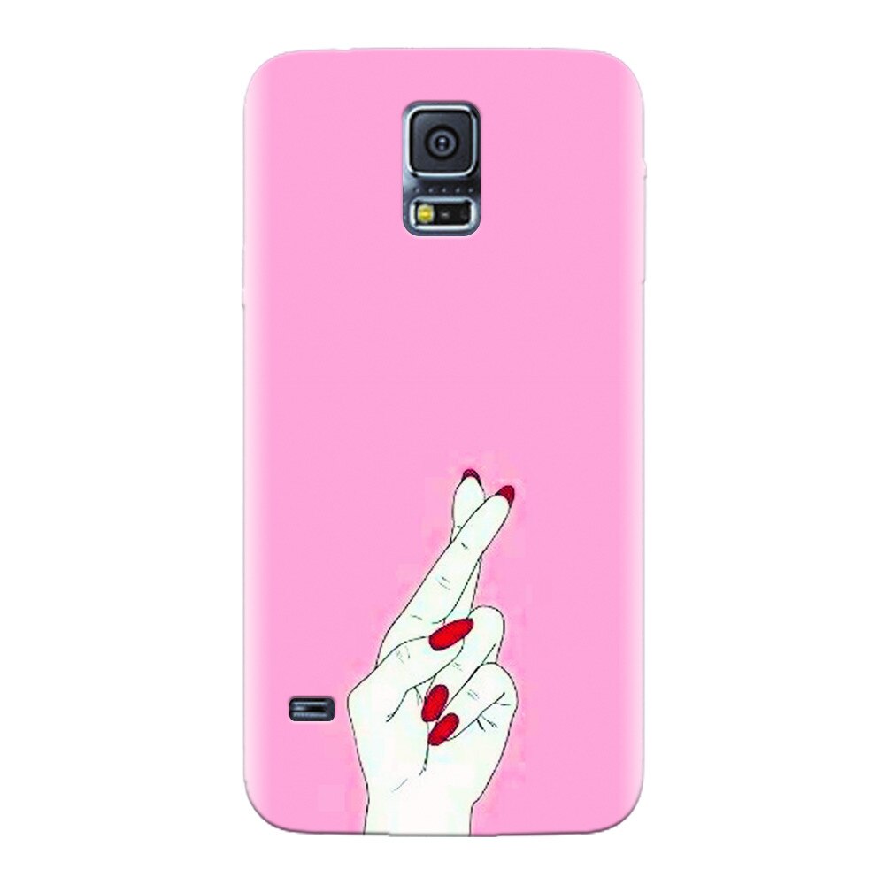 Husa silicon pentru Samsung Galaxy S5, Pink Finger Cross