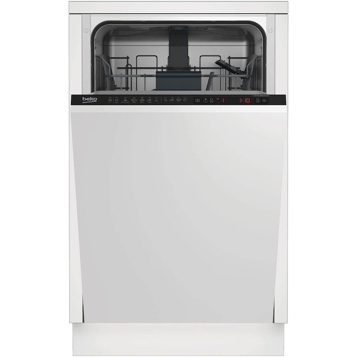 Beko DIS 26021 Beépíthető mosogatógép, 45 cm széles, Teljesen integrált, 10 teríték, 6 program, 5 hőfok, E energiaosztály