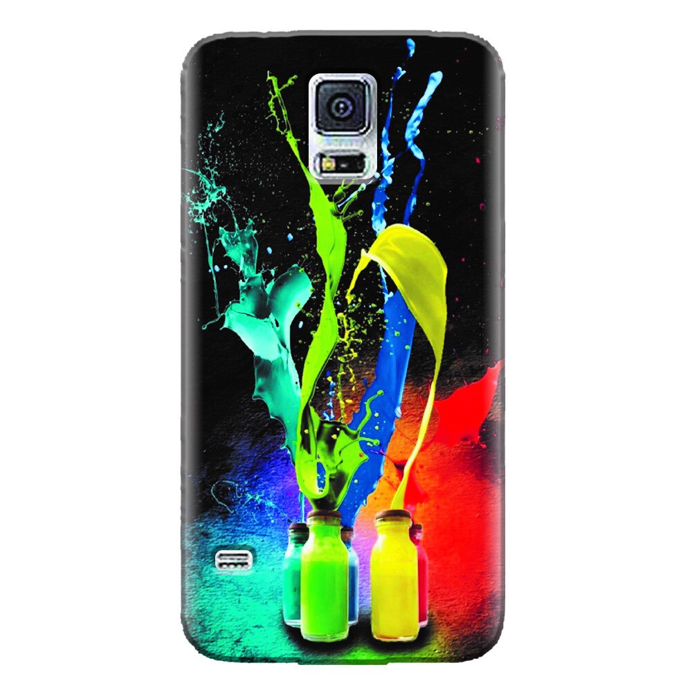 Husa silicon pentru Samsung Galaxy S5 Mini, Abstract Color Bottles Splash