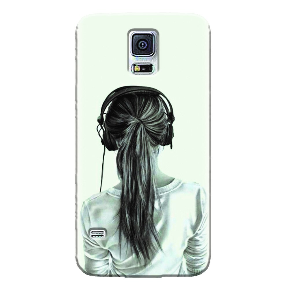 Husa silicon pentru Samsung Galaxy S5 Mini, Girl With Headphone