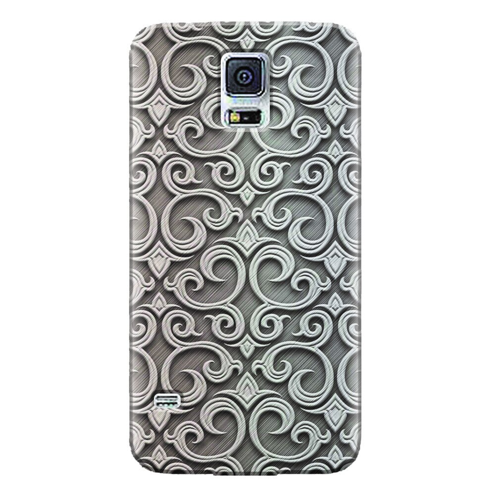 Husa silicon pentru Samsung Galaxy S5 Mini, Baroque Silver Pattern
