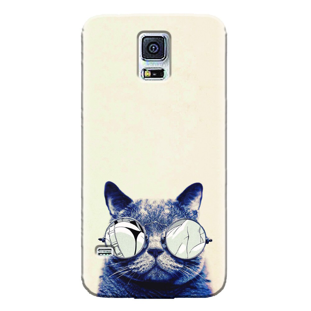 Husa silicon pentru Samsung Galaxy S5 Mini, Cool Cat Glasses