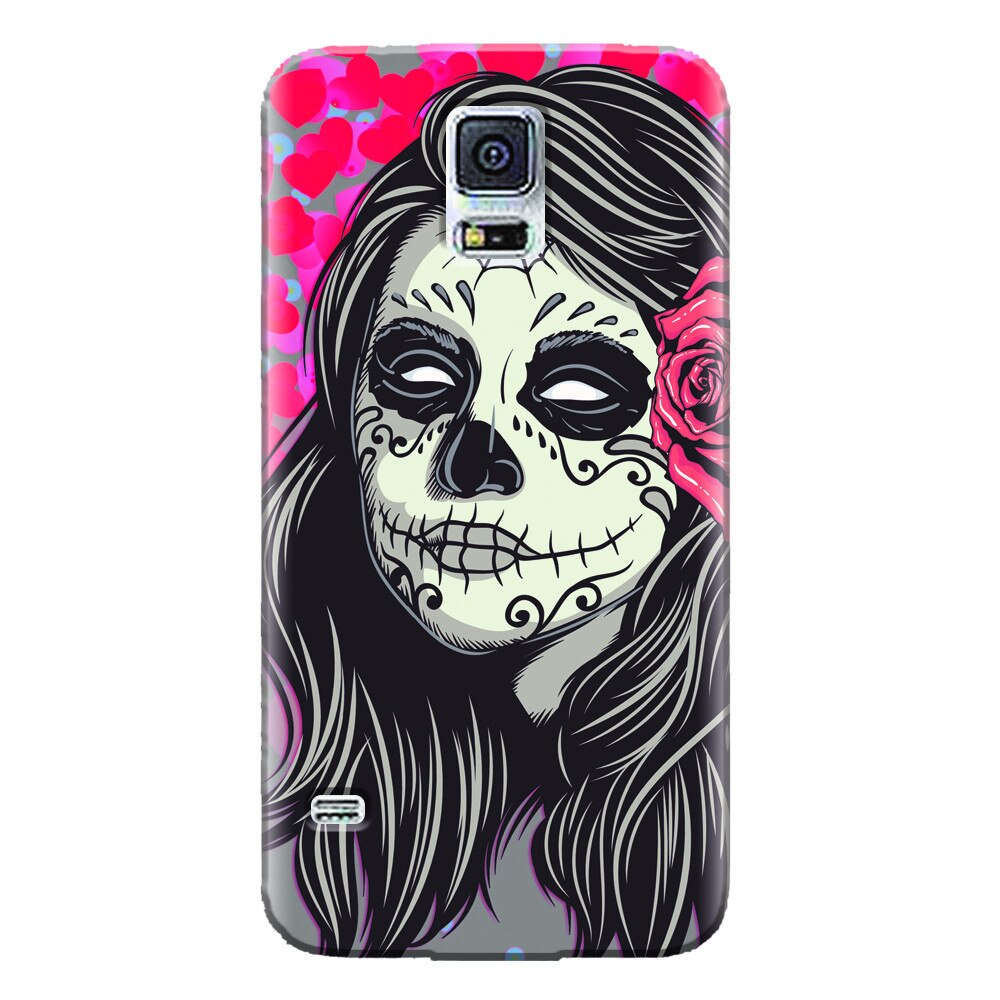 Husa silicon pentru Samsung Galaxy S5 Mini, Mexican Girl Skull