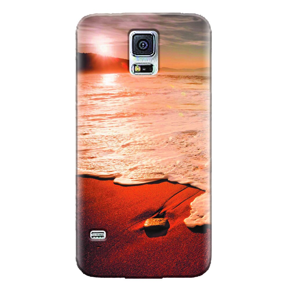 Husa silicon pentru Samsung Galaxy S5 Mini, Sunset Foamy Beach Wave