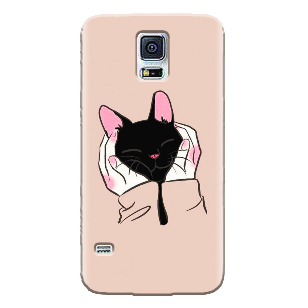 Husa silicon pentru Samsung Galaxy S5 Mini, Th Black Cat In Hands