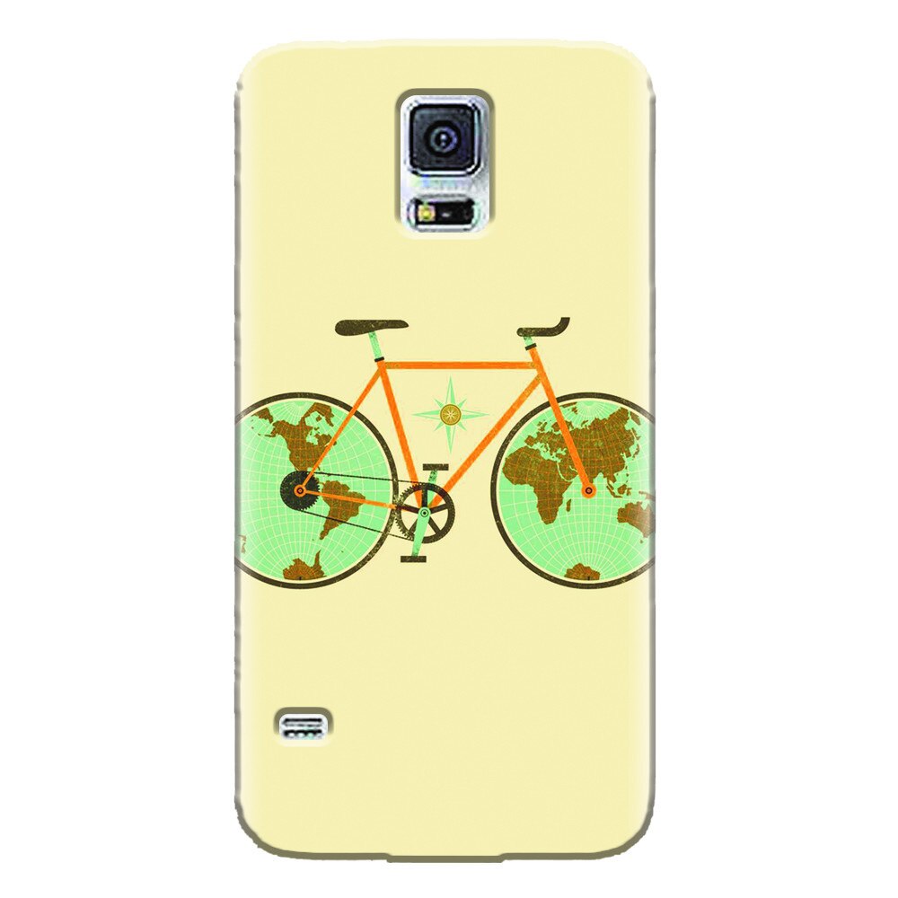 Husa silicon pentru Samsung Galaxy S5 Mini, Retro Bicycle Illustration