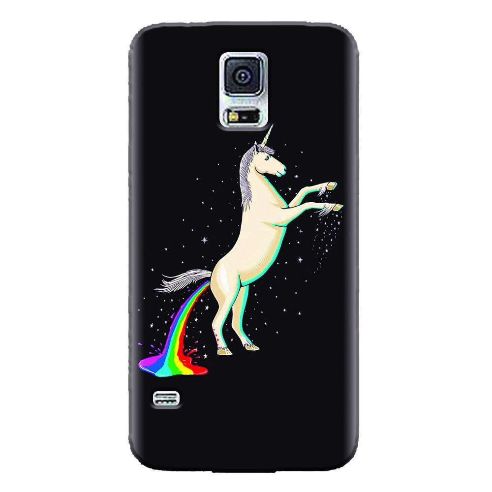 Husa silicon pentru Samsung Galaxy S5 Mini, Unicorn Shitting Rainbows