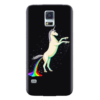 Husa silicon pentru Samsung Galaxy S5 Mini, Unicorn Shitting Rainbows Husa silicon pentru Samsung Galaxy S5 Mini, Unicorn Shitting Rainbows
