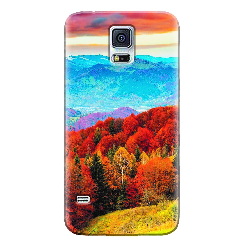 Husa silicon pentru Samsung Galaxy S5 Mini, Autumn Mountain Fall Rusty Forest Colours