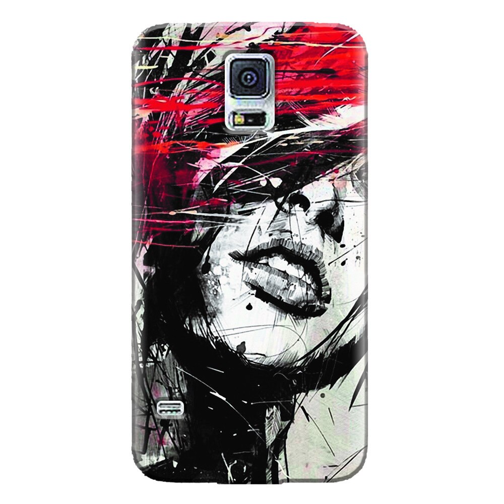 Husa silicon pentru Samsung Galaxy S5 Mini, Byroglyphics Woman Drawing