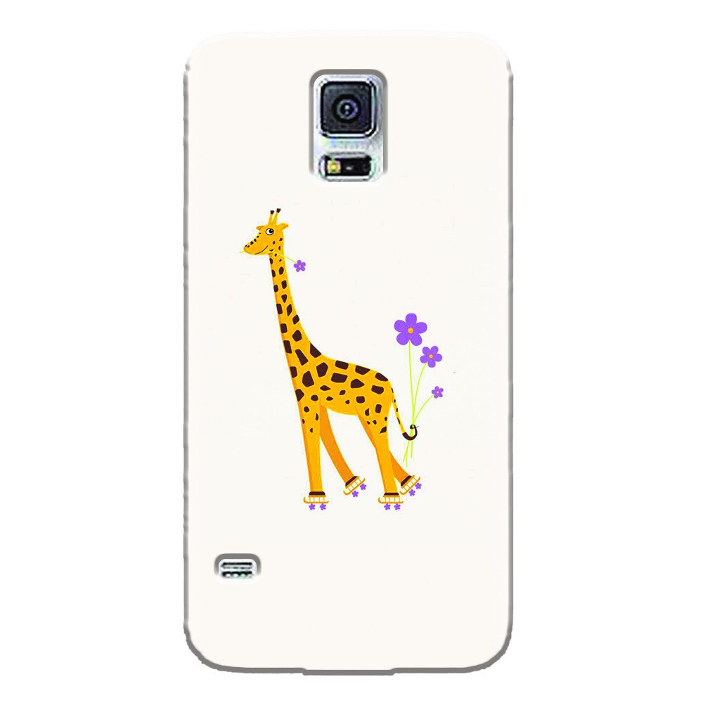 Husa silicon pentru Samsung Galaxy S5 Mini, Rollerskating Girafe Illustration