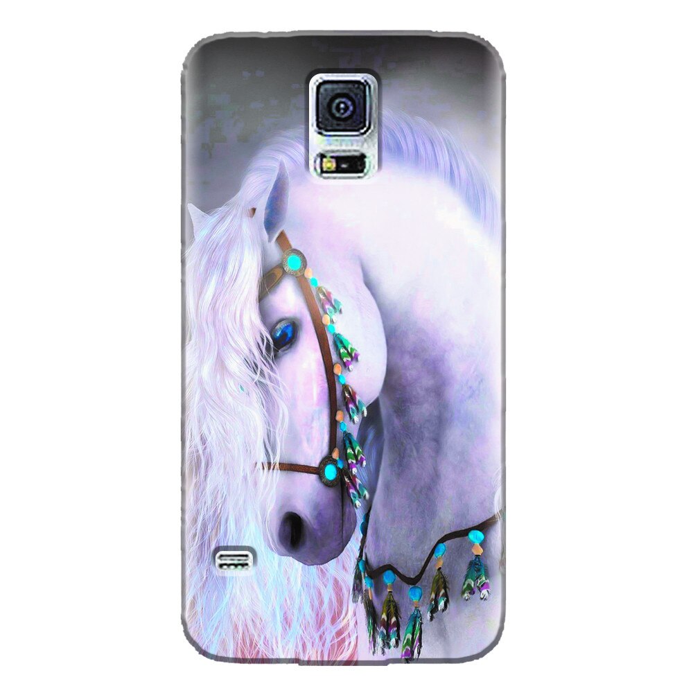 Husa silicon pentru Samsung Galaxy S5 Mini, White Horse