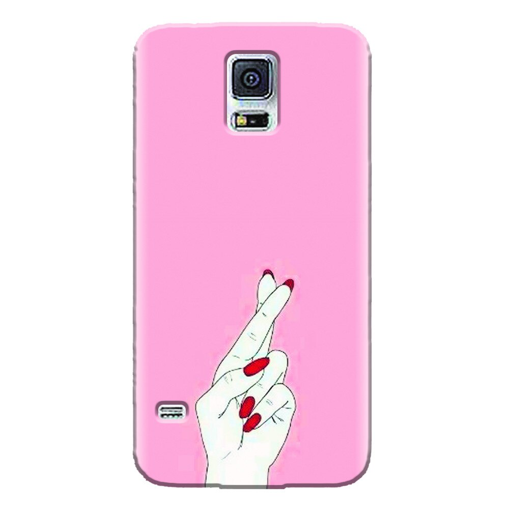 Husa silicon pentru Samsung Galaxy S5 Mini, Pink Finger Cross