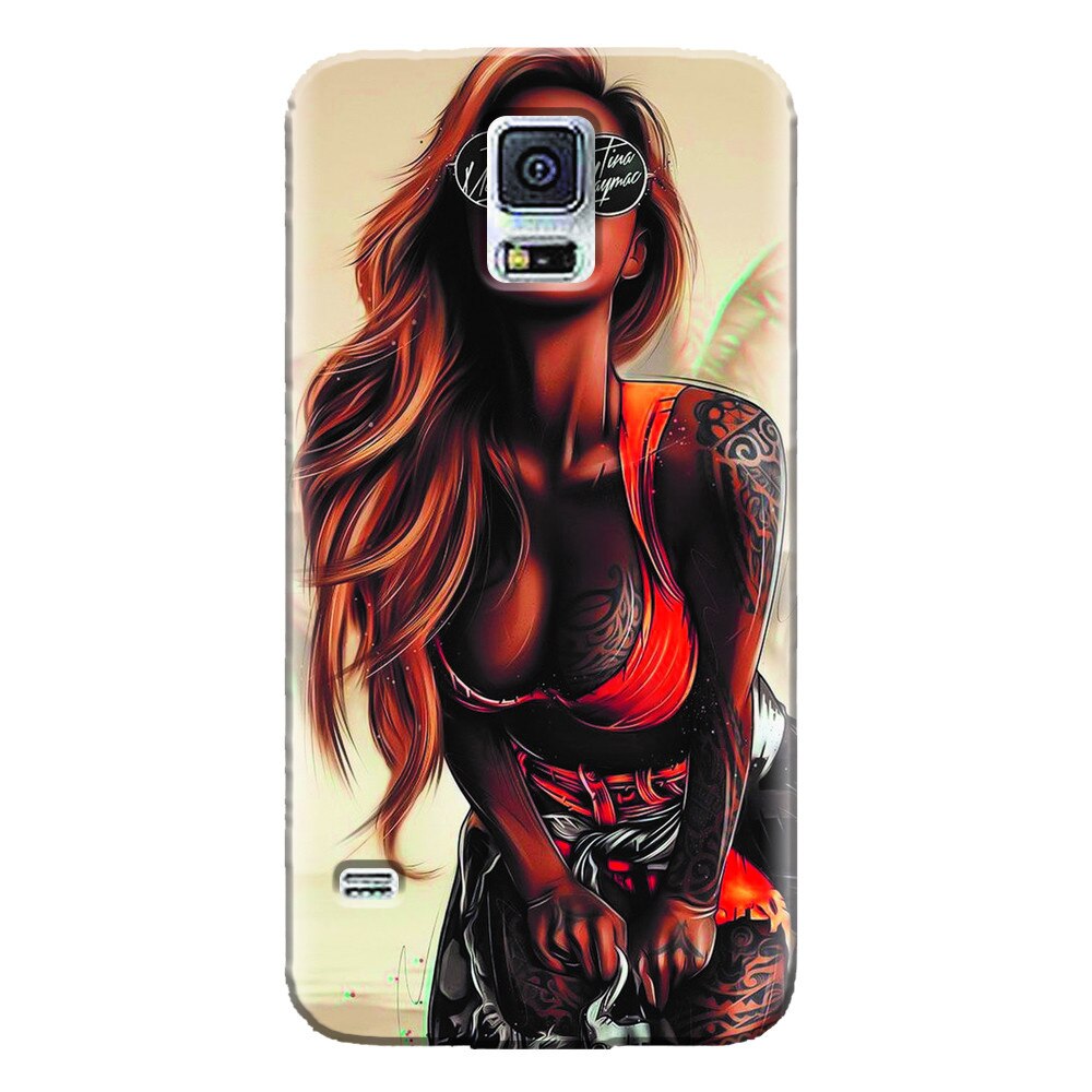 Husa silicon pentru Samsung Galaxy S5 Mini, Tattoed Girl