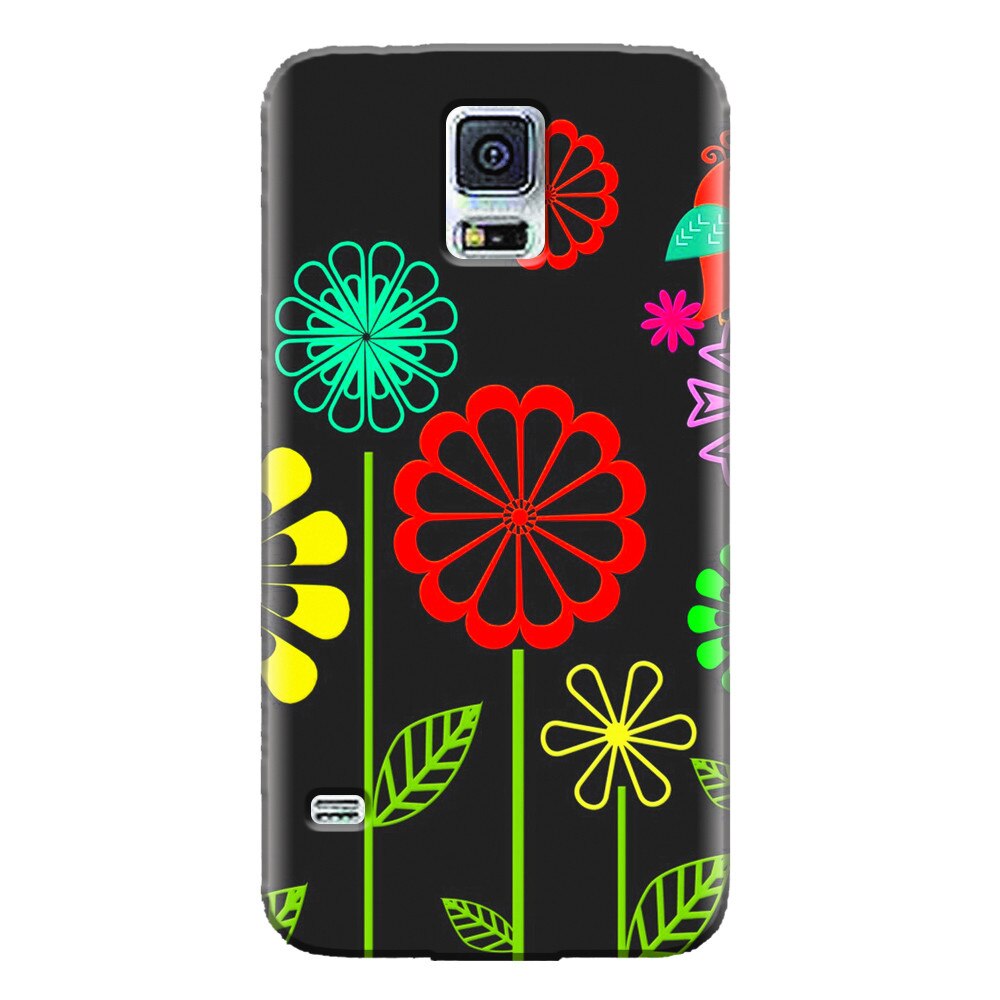 Husa silicon pentru Samsung Galaxy S5 Mini, Colorful Spring Birds Flowers Vectors
