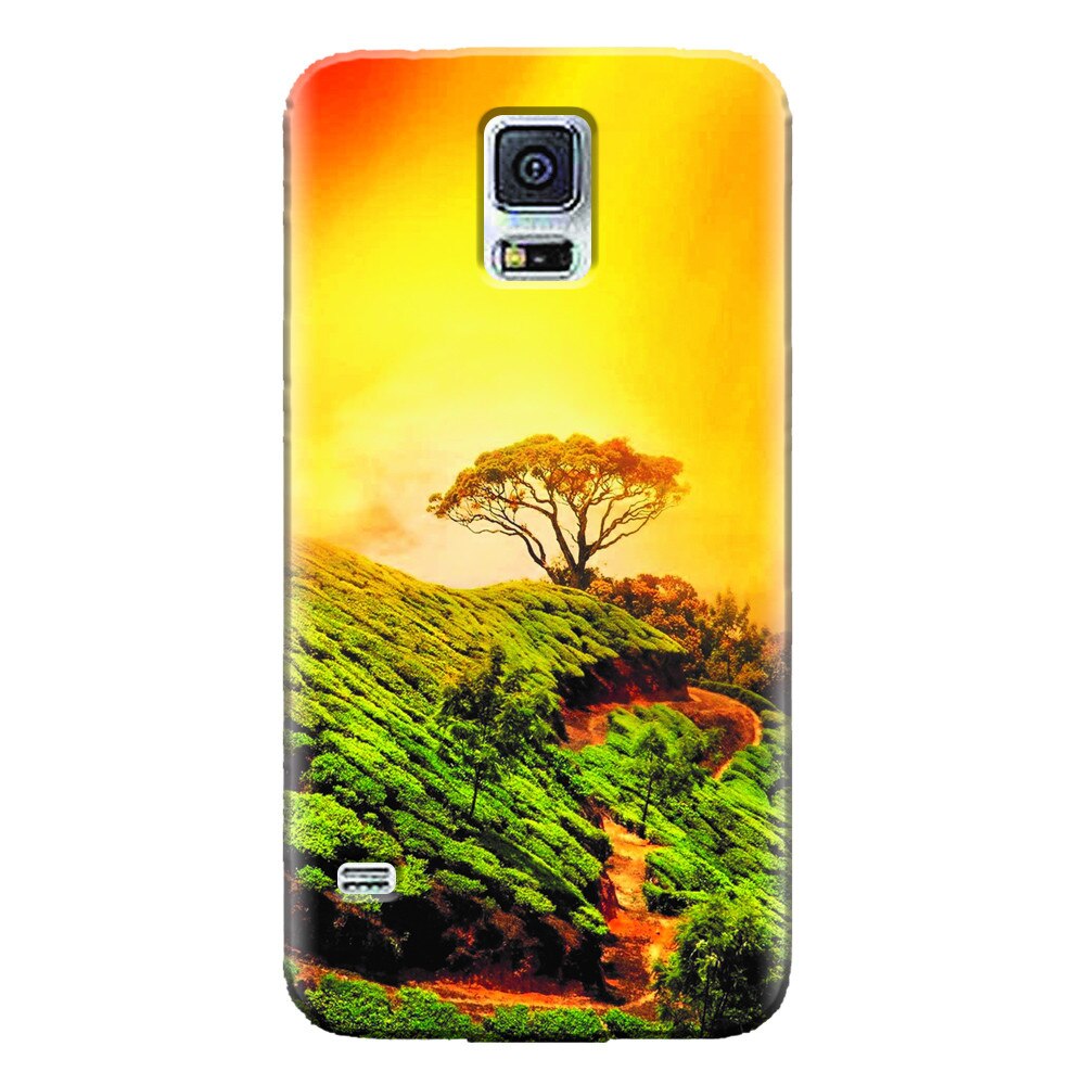 Husa silicon pentru Samsung Galaxy S5 Mini, Hill Top Tree Golden Light
