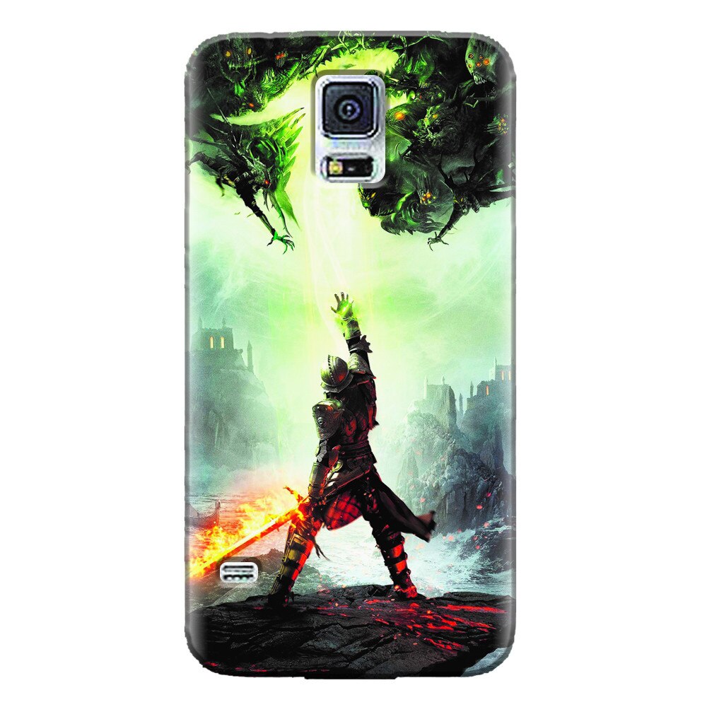 Husa silicon pentru Samsung Galaxy S5 Mini, Green Dragon