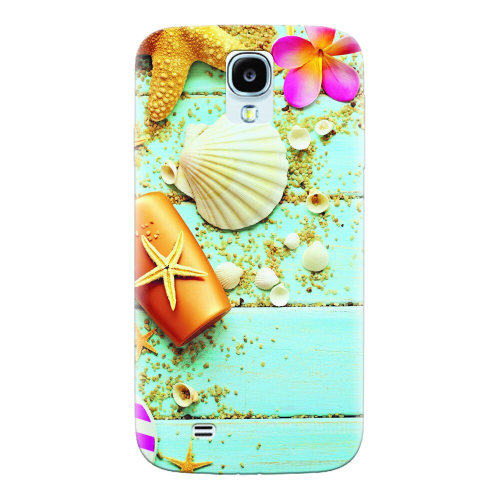 Husa silicon pentru Samsung Galaxy S4, Blue Wood Seashells Sea Star