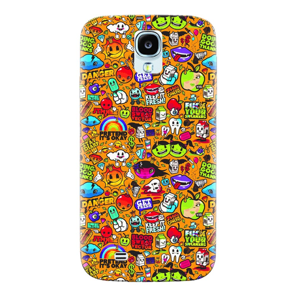 Husa silicon pentru Samsung Galaxy S4, Colorful Sticker Illustrations