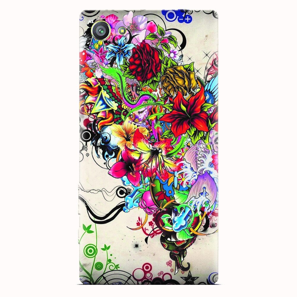 Husa silicon pentru Sony Xperia Z5 Compact, Abstract Flowers Tattoo Illustration