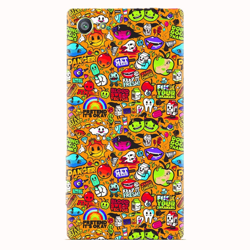 Husa silicon pentru Sony Xperia Z5 Compact, Colorful Sticker Illustrations